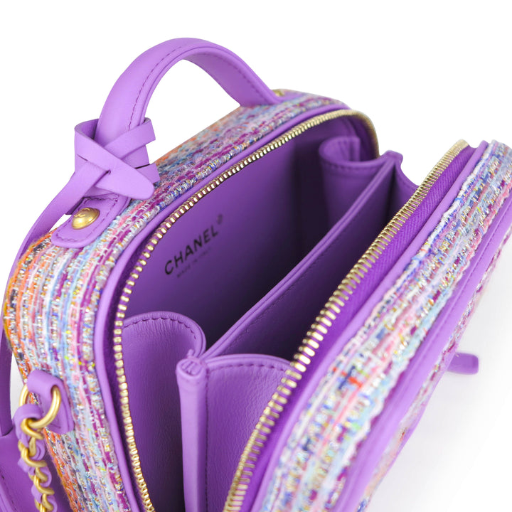 CHANEL Small CC Filigree Vanity Case in Purple Rainbow Tweed