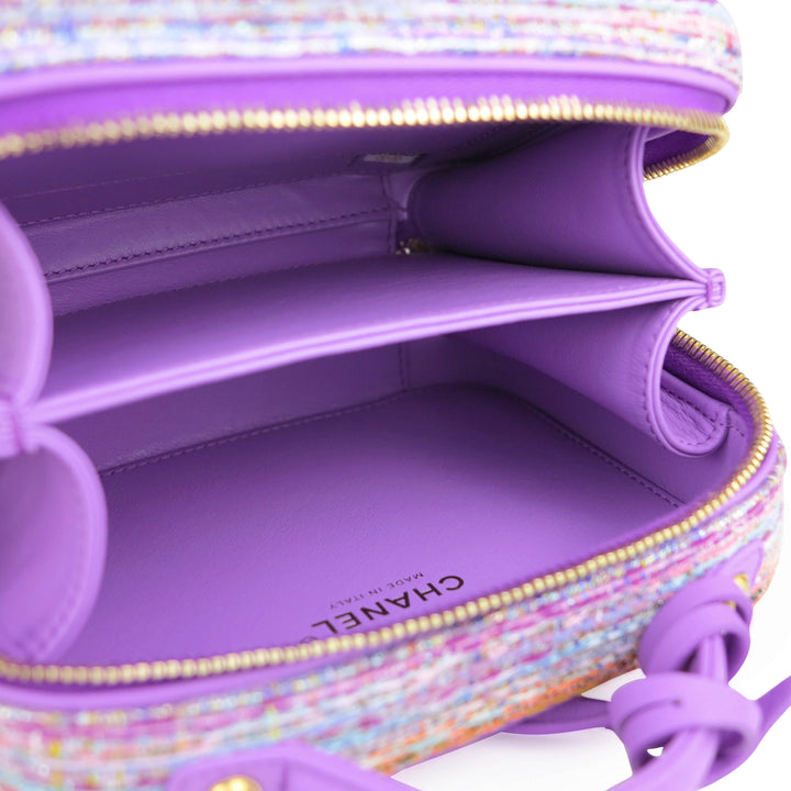 CHANEL Small CC Filigree Vanity Case in Purple Rainbow Tweed - Dearluxe.com