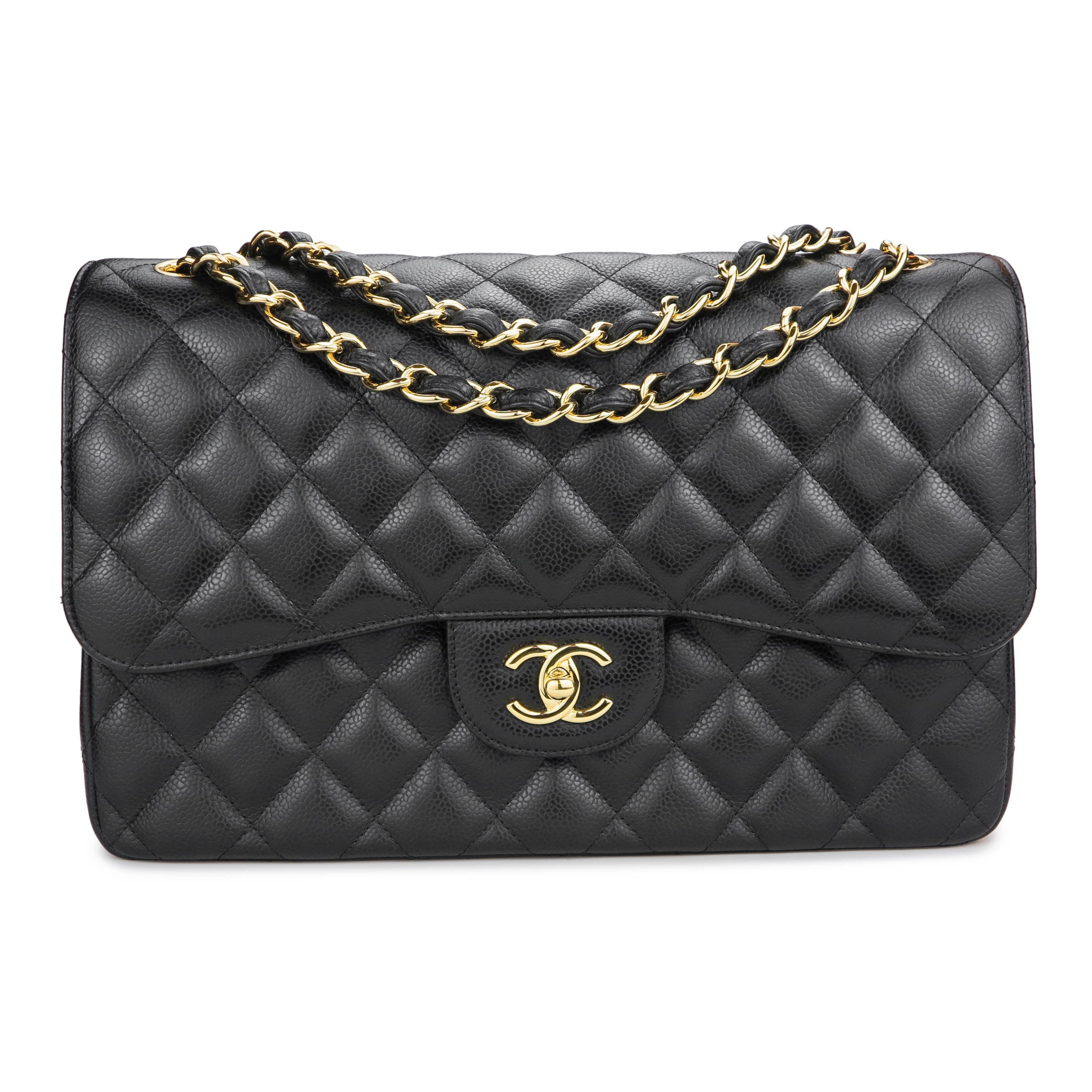 Chanel Black Caviar Jumbo Classic Double Flap Bag GHW, Designer Brand, Authentic Chanel