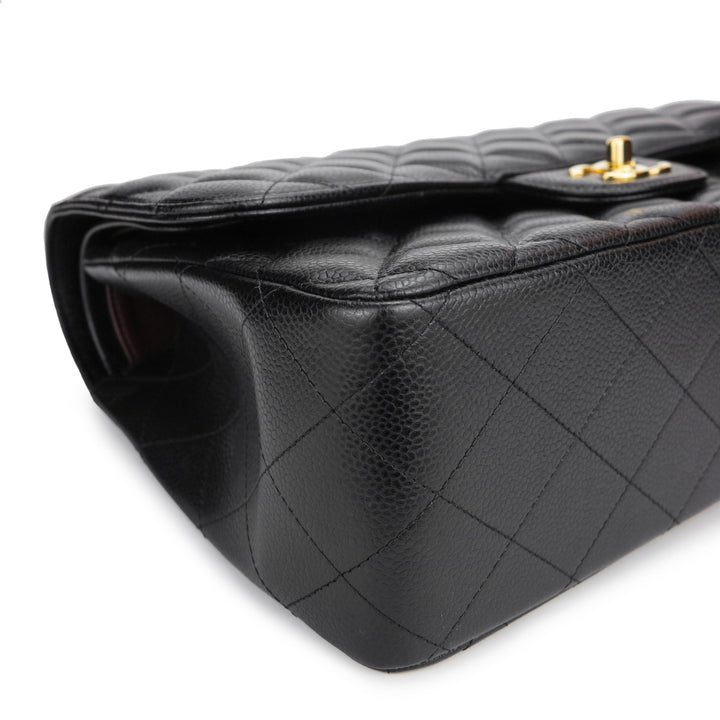 Chanel jumbo double flap bag in black caviar leather - VALOIS