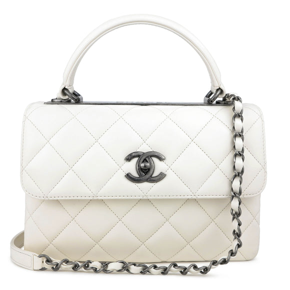procent idiom klaver CHANEL Small Trendy CC Flap Bag with Top Handle in Ivory Lambskin | Dearluxe