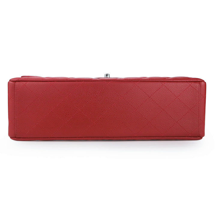 CHANEL Maxi Jumbo Classic Single Flap Bag in Red Caviar - Dearluxe.com