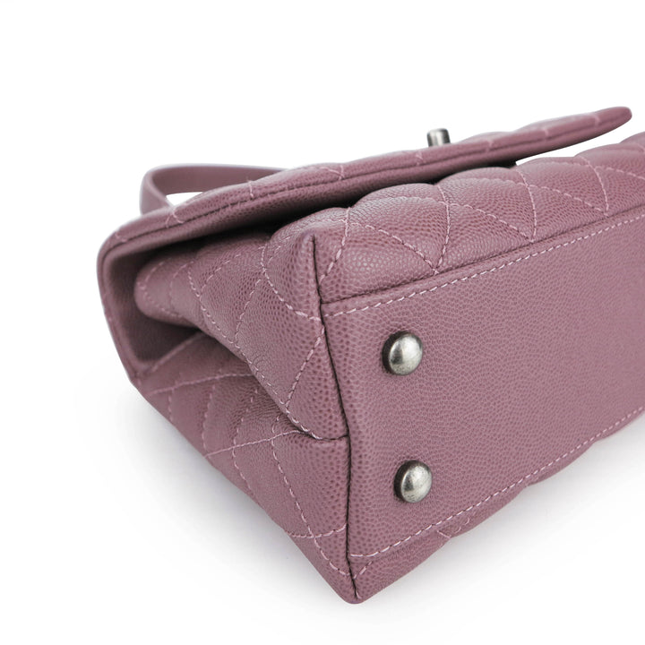 CHANEL Lizard Mini Coco Handle Bag in 16B Mauve Pink Caviar | Dearluxe