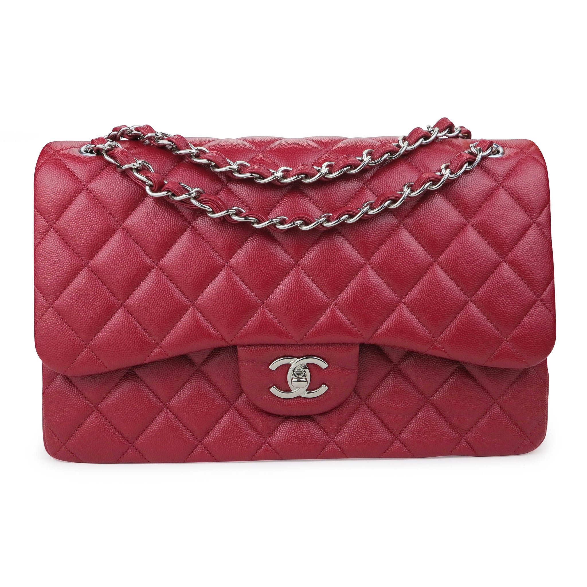 kran hærge vrede CHANEL Jumbo Classic Double Flap Bag in 17B Red Caviar | Dearluxe