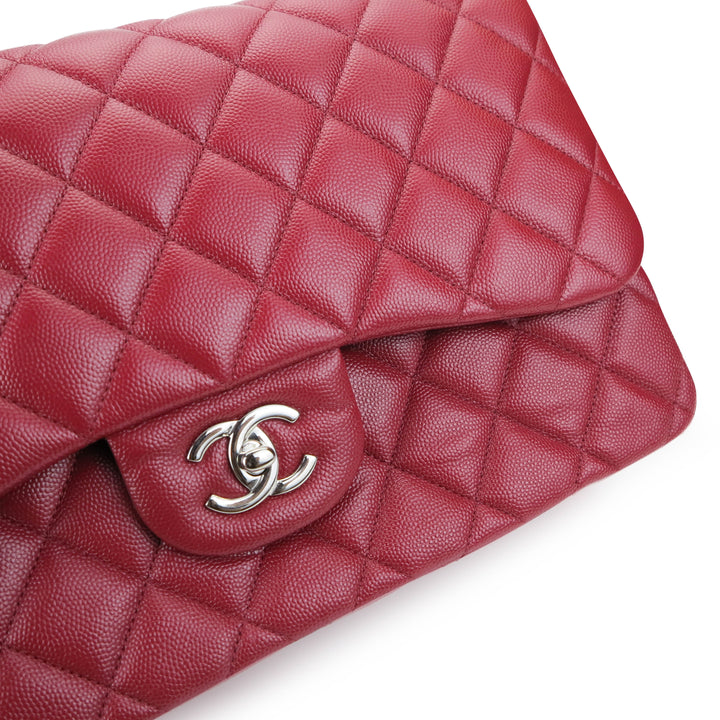 Chanel Red Classic Medium Caviar Double Flap Bag