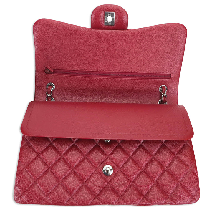 CHANEL Classic Jumbo Quilted Red Caviar Double Flap Bag