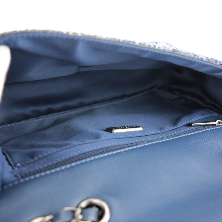 CHANEL Coco Cuba Sequin Medium Single Flap Bag Blue Silver - Dearluxe.com