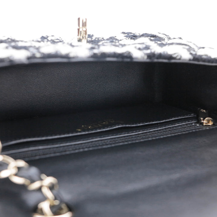 CHANEL 20SS Houndstooth Tweed Mini Rectangular Flap Bag in Black